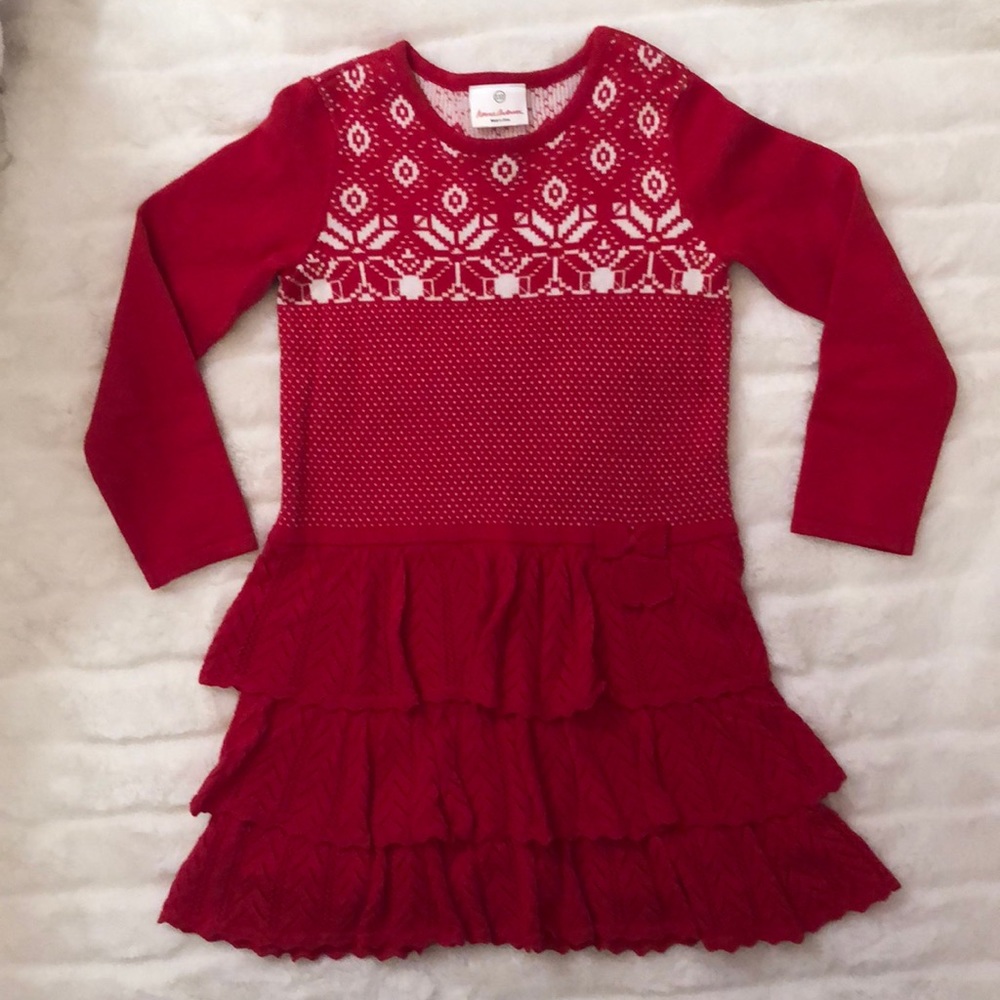 Red and White Snowflake detail dress